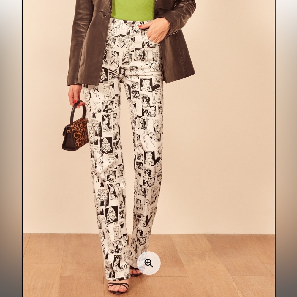 Reformation Newsprint High Rise Straight Long Jeans - Size 30